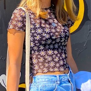 H&M Sheer Flower Top Size Small